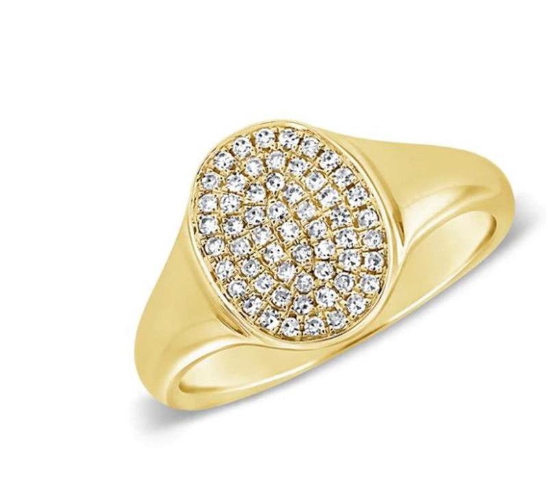 Davis Classics Signet Diamond Fashion Ring in 14k Yellow Gold