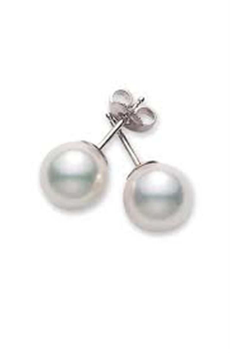 Davis Classics Pearl Stud Earrings in 14k White Gold