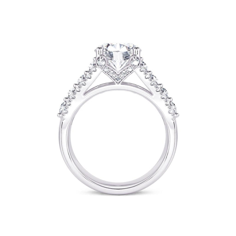 Davis Classics Multi Row Diamond Engagement Ring Setting in 18k White Gold