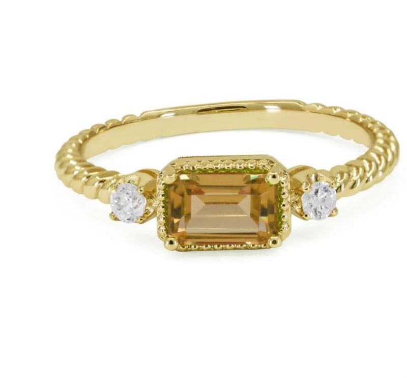 Madison L 14k Yellow Gold Stackable Fashion Ring with Citrine