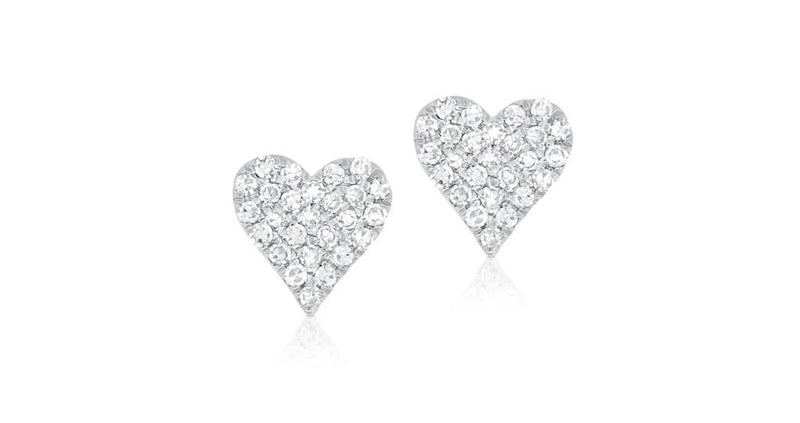 Davis Classics 14k White Gold Diamond Heart Stud Earrings