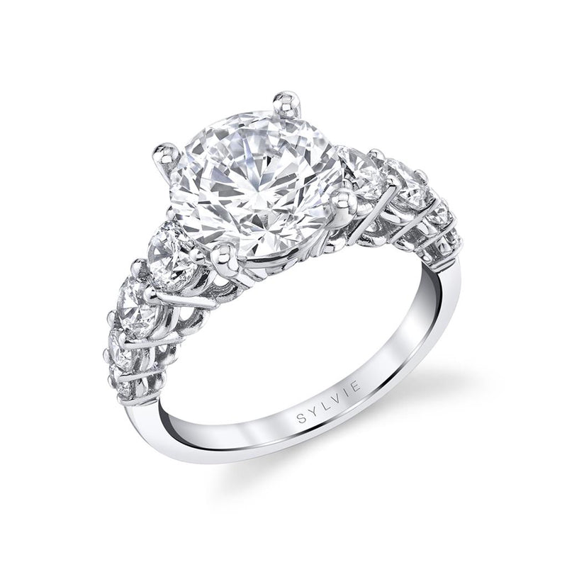 Sylvie Sidestone Diamond Engagement Ring Setting in 14k White Gold