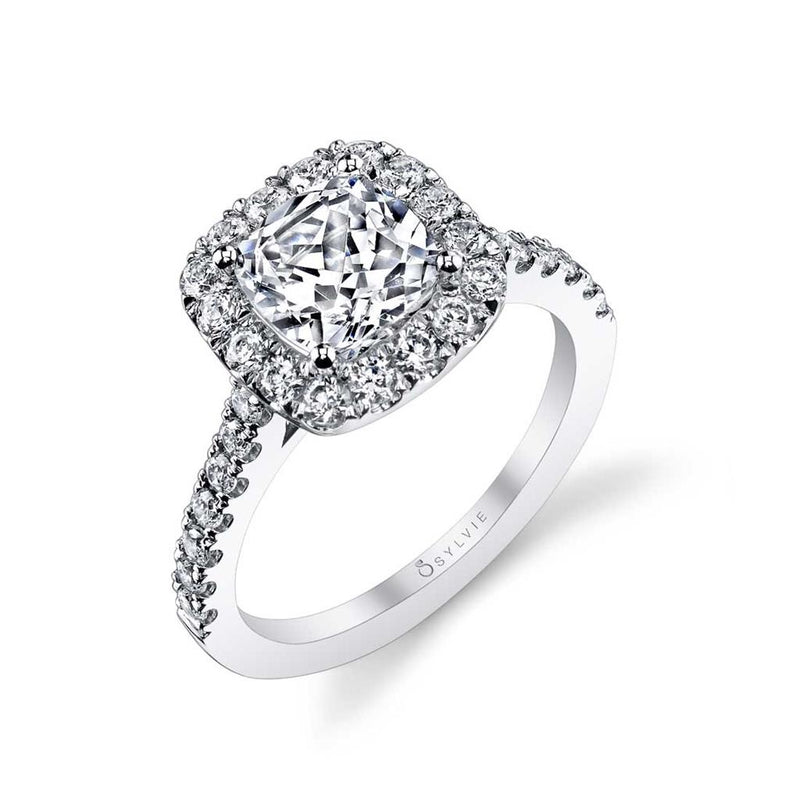 Sylvie Halo Diamond Engagement Ring Setting in 14k White Gold