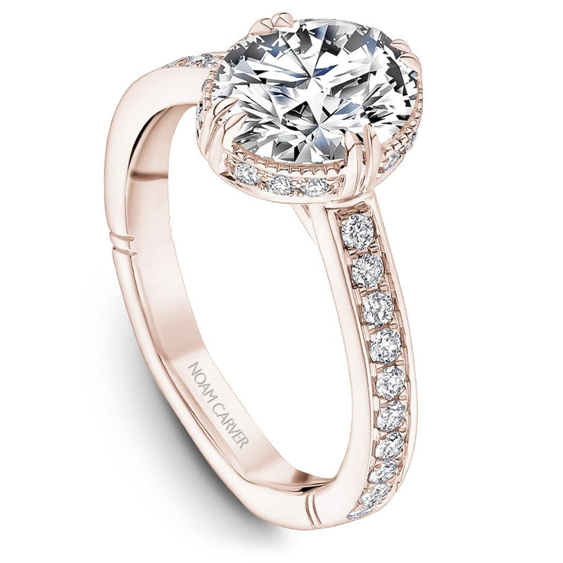 Noam Carver Hidden Halo Diamond Engagement Ring Setting in 18k Rose Gold