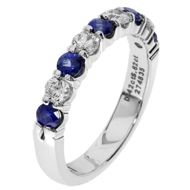 Davis Classics Sapphires and Diamonds Multi Stone Fashion Ring in 14k White Gold