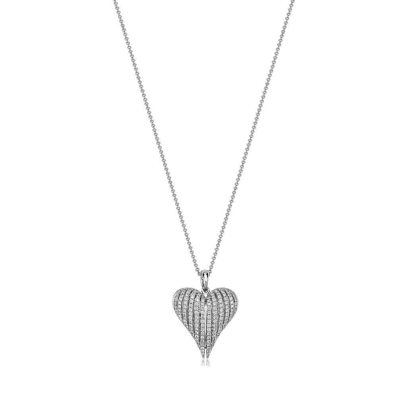 Charles Krypell 18k White Gold Diamond Angel Heart Pendant