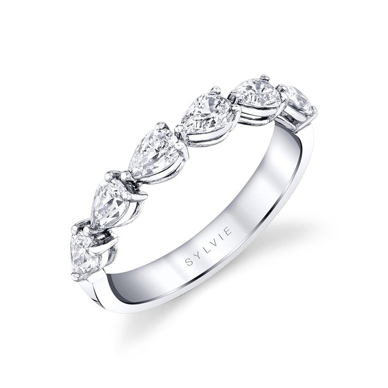 Sylvie Women's 14k White Gold Pear Shape Diamond Band