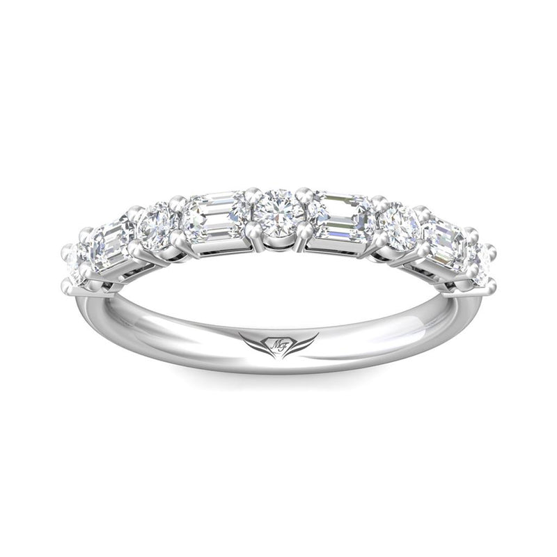 Martin Flyer Women's 14k White Gold Diamond Anniversary Band with Round and Emerald Cut Diamonds