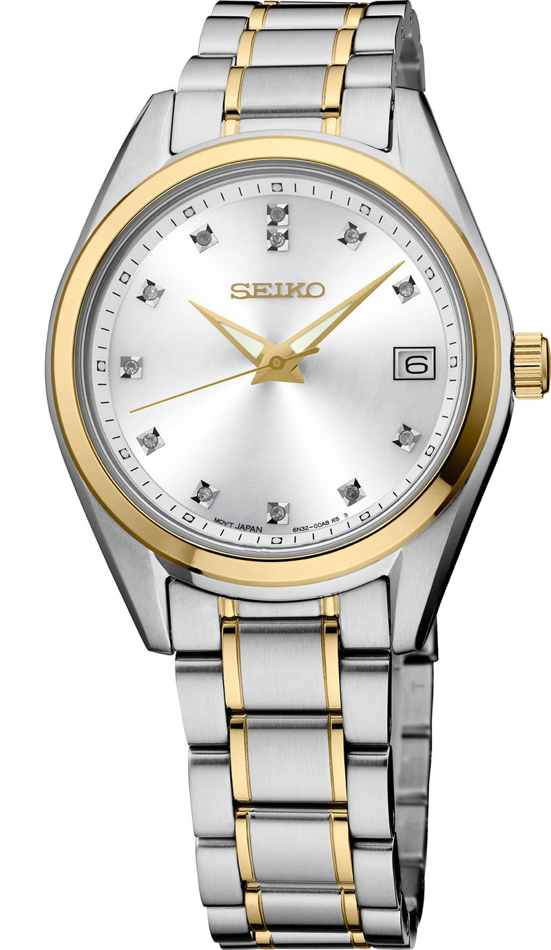 Seiko Core Stainless Steel/ Gold Plated Diamonds Watch