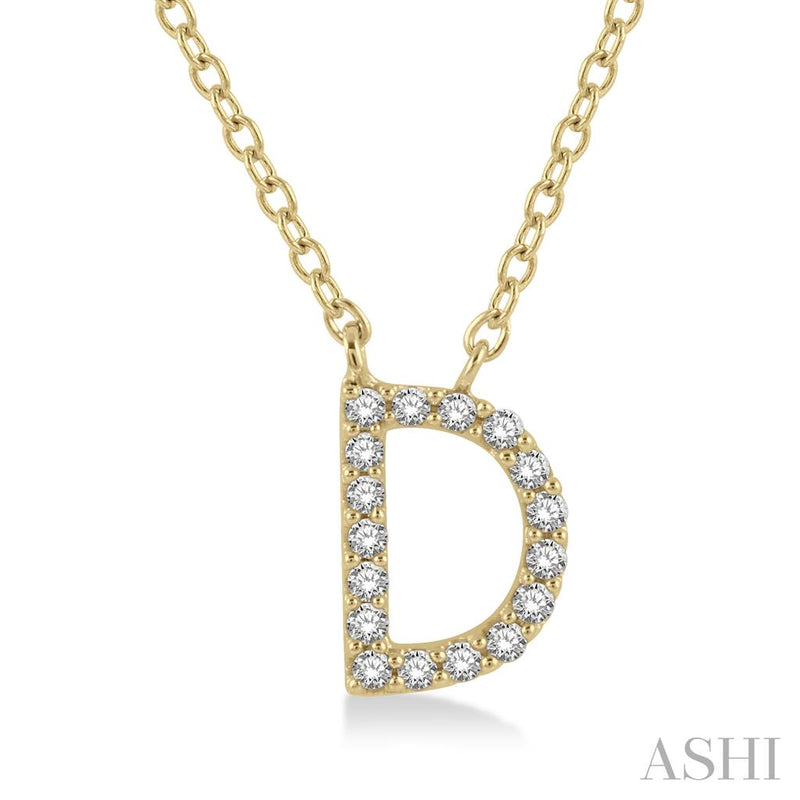 Davis Classics 14k Yellow Gold Diamond Initial "D" Pendant Necklace