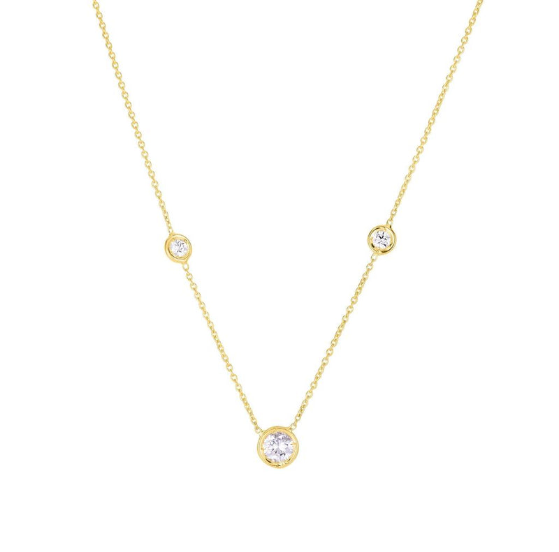 Roberto Coin 18k Yellow Gold Diamonds by the Inch Collection Three Station Diamond Necklace