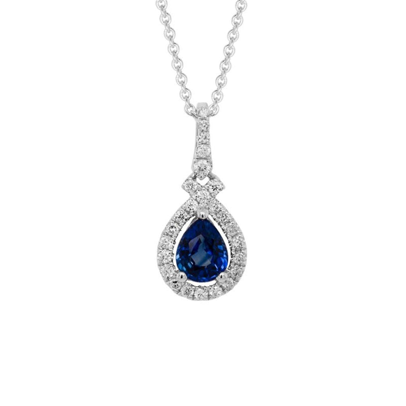 Davis Classics Sapphire and Diamonds Halo Necklace