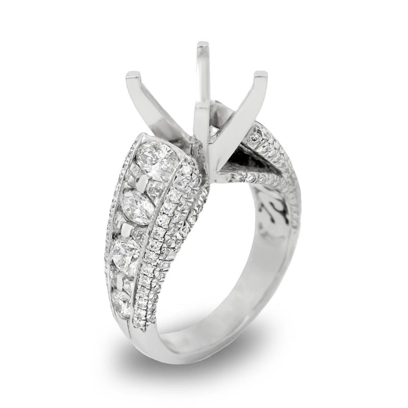 JB Star Platinum Multi-Row Engagement Ring with Marquise and Trapezoid Cut Diamonds