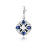 Charles Krypell 18k White Gold London Blue Topaz, Sapphire, and Diamond Halo Drop Earrings