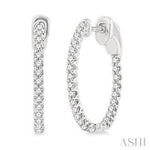 Davis Classics 14k White Gold 17mm In-and-Out Diamond Hoop Earrings