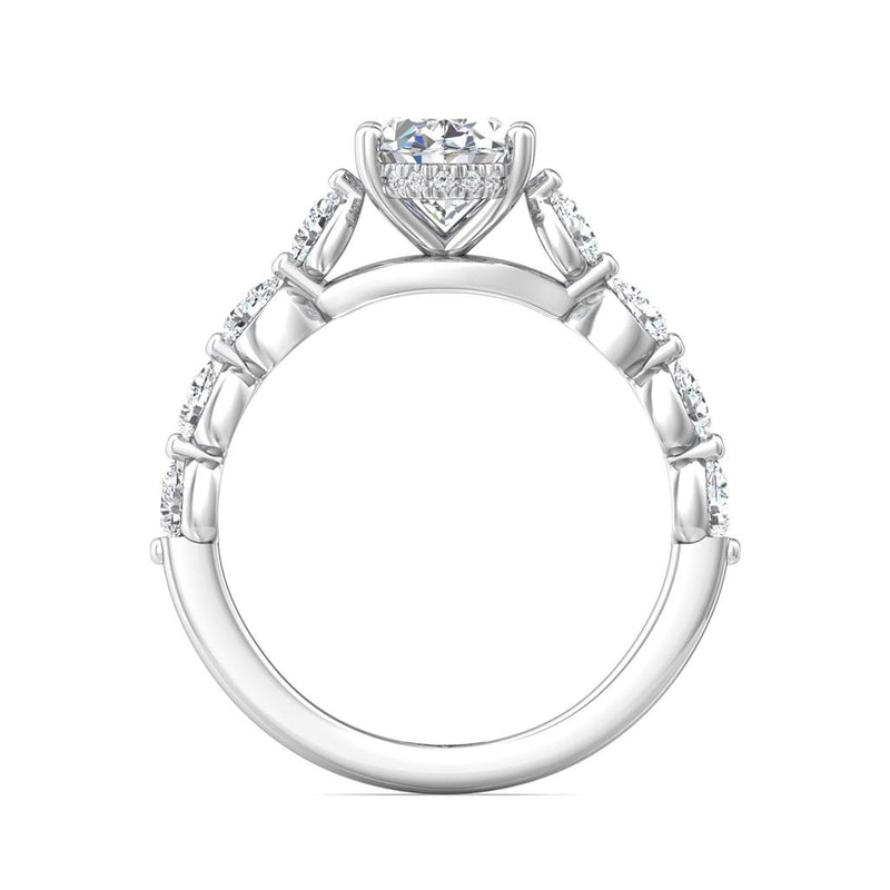 Martin Flyer Hidden Halo Diamond Engagement Ring Setting in 14k White Gold