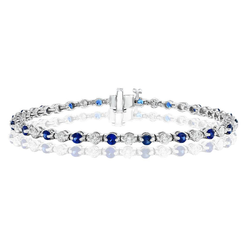 Davis Classics 14k White Gold Ceylon Blue Sapphire and Diamond Bracelet