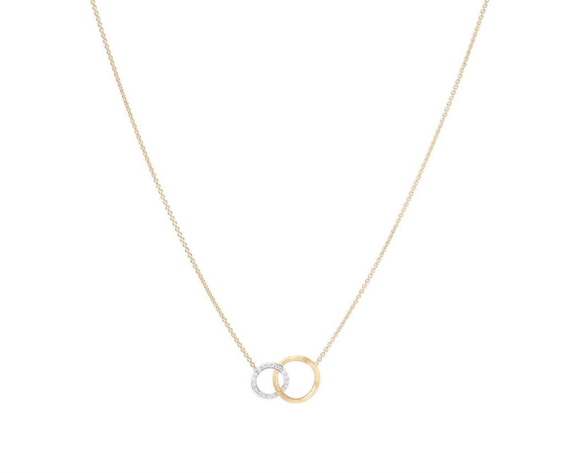 Marco Bicego 18k Yellow Gold Jaipur Link Collection Interlocking Circles Diamond Pendant Necklace