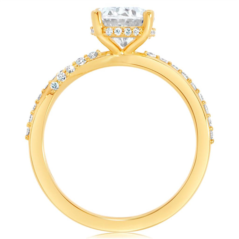 Davis Classics Bypass Diamond Engagement Ring Setting in 14k Yellow Gold