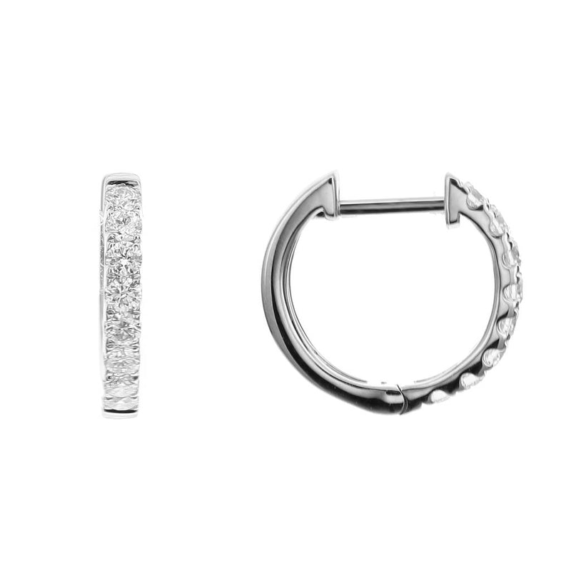 Davis Classics Diamond Hoop Earrings in 18k White Gold