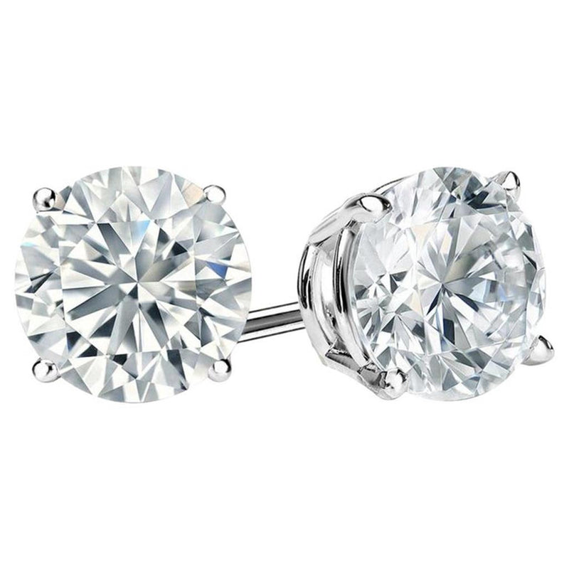 Davis Classics Diamond Solitaire Earrings in 14k White Gold