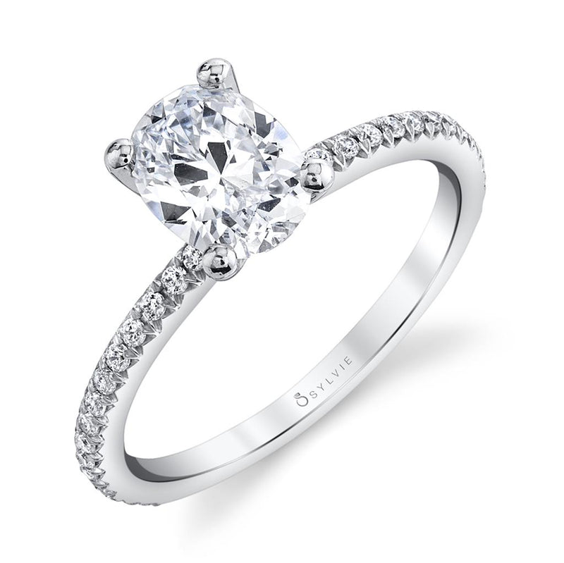 Sylvie Sidestone Diamond Engagement Ring Setting in 14k White Gold