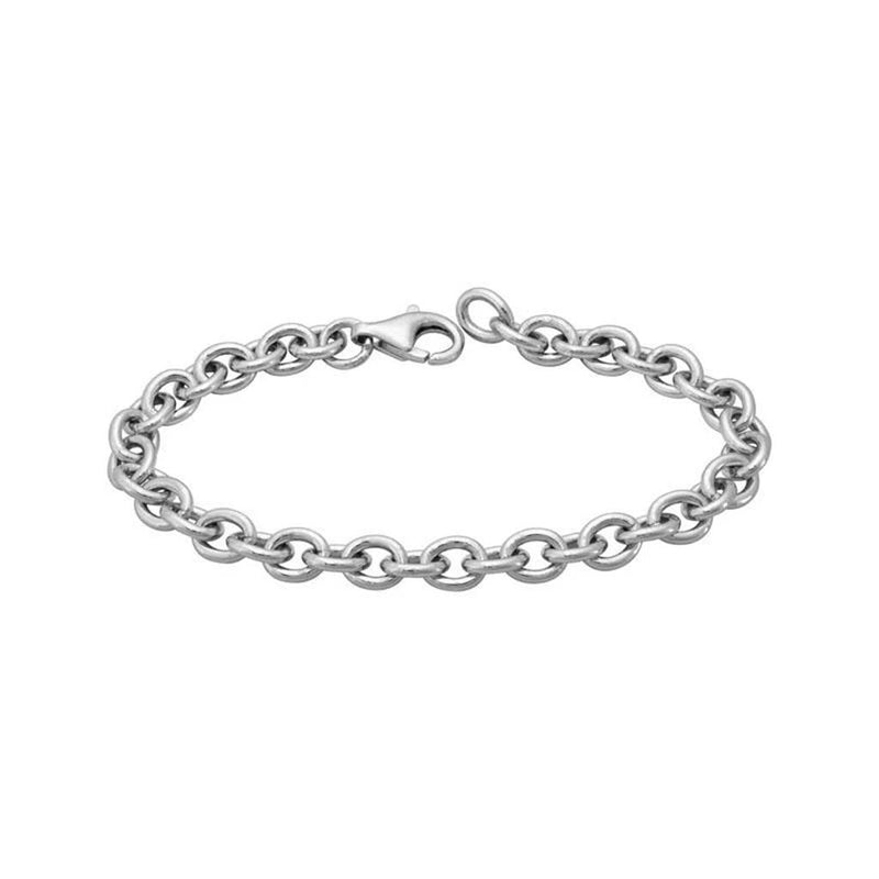 Davis Classics Sterling Silver Rhodium-Plated Round Link Bracelet