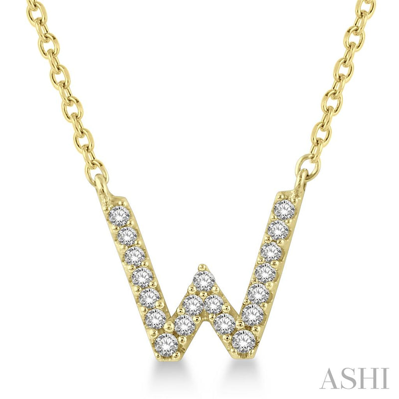 Davis Classics 14k Yellow Gold Diamond Initial "W" Pendant Necklace