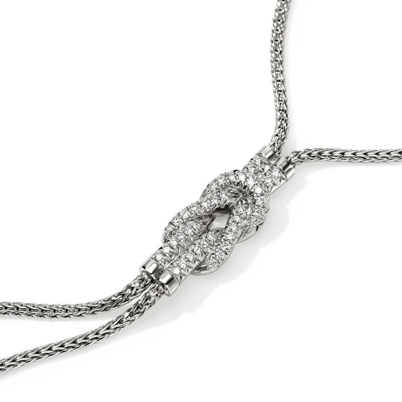 John Hardy Sterling Silver Love Knot Diamond Lariat Necklace