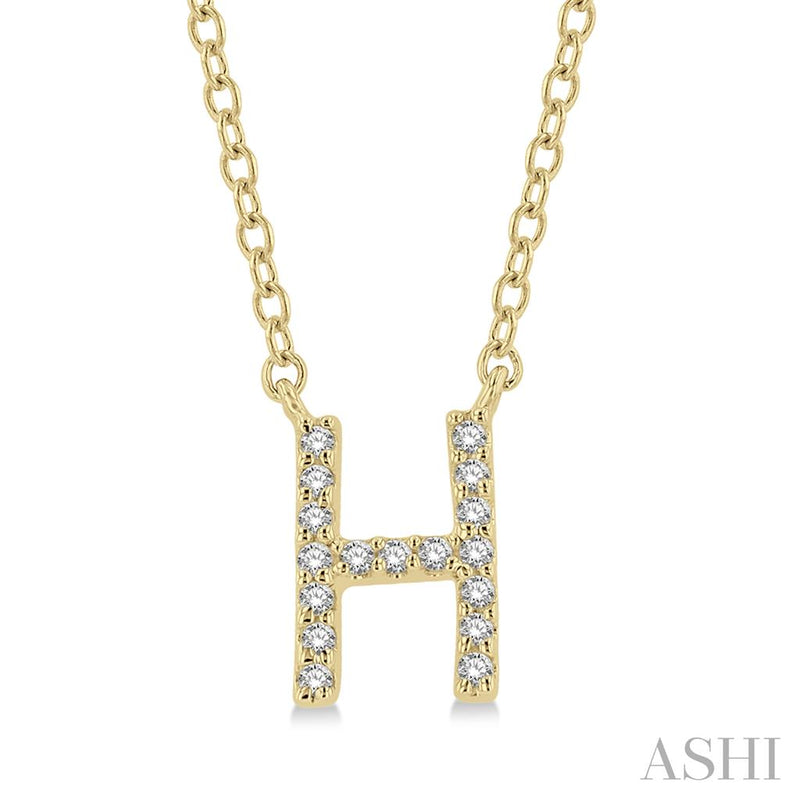 Davis Classics 14k Yellow Gold Diamond Initial "H" Pendant Necklace