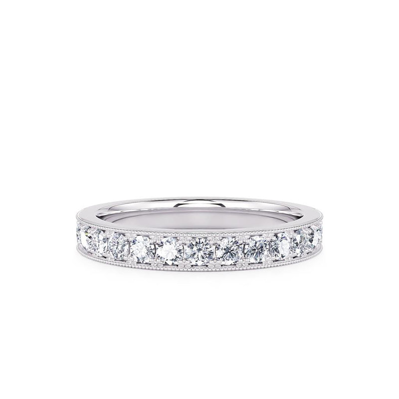 Davis Classics Women's 14k White Gold Vintage Inspired Diamond Band with Milgrain Edge