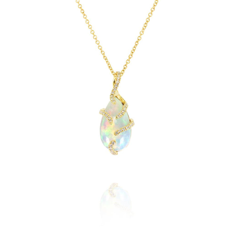 Yael Designs 18k Yellow Gold Ethiopian White Opal Pendant