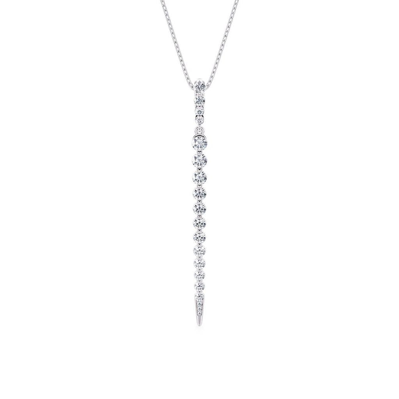 Davis Classics 14k White Gold Spear Design Linear Drop Diamond Pendant