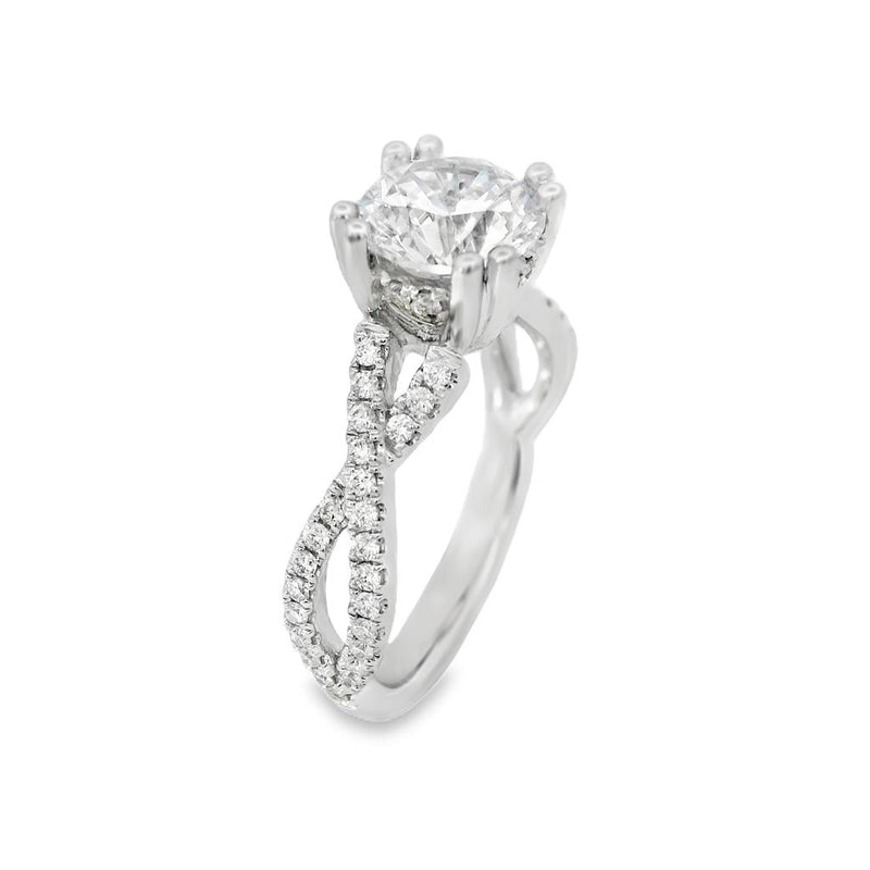 Noam Carver 14k White Gold Crossover Design Engagement Ring