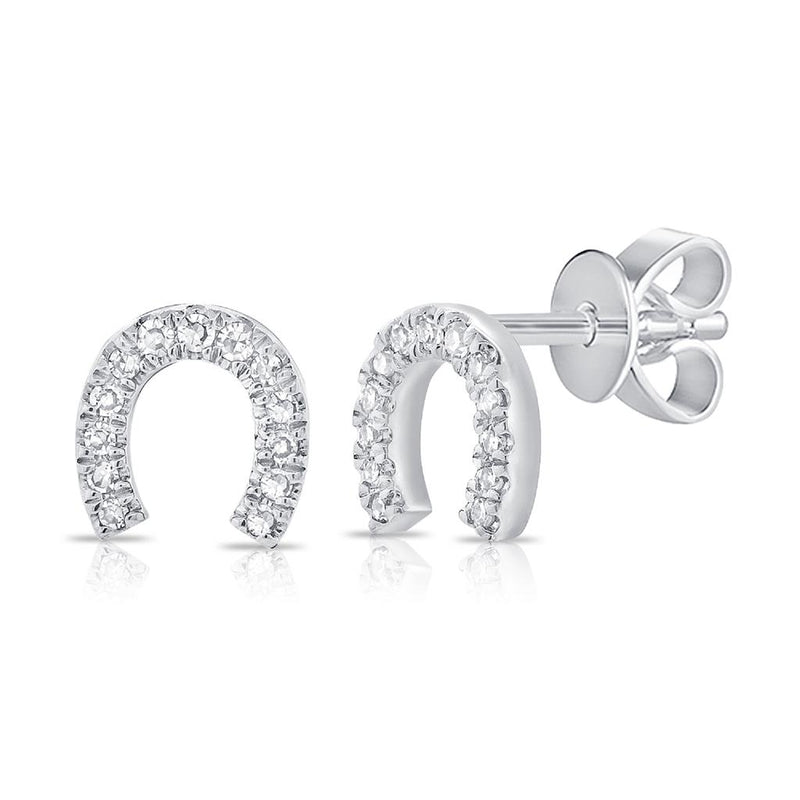 Davis Classics 14k White Gold Diamond Horseshoe Stud Earrings