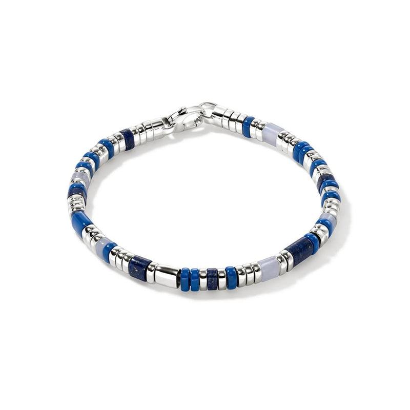 John Hardy Lapis Lazuli, Blue Lace Agate, and Sterling Silver Colorblock Bracelet