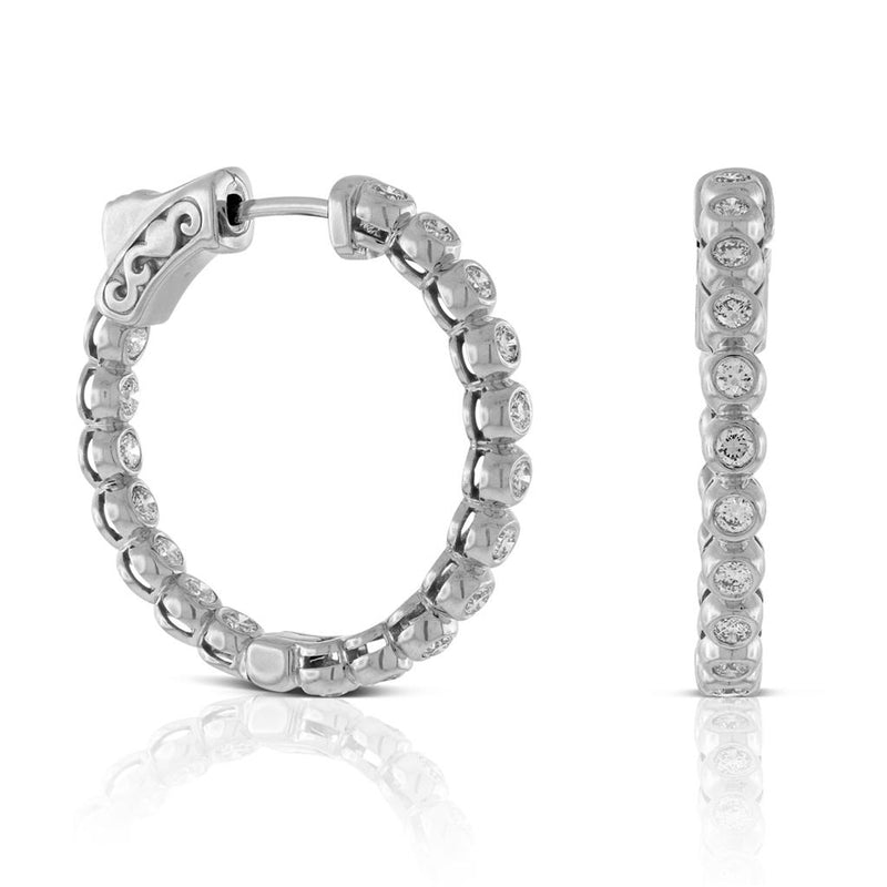 Davis Classics Diamond In & Out Hoop Earrings in 14k White Gold