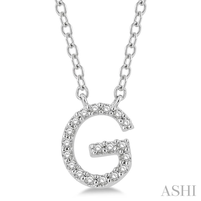 Davis Classics 14k White Gold Diamond Initial "G" Pendant Necklace