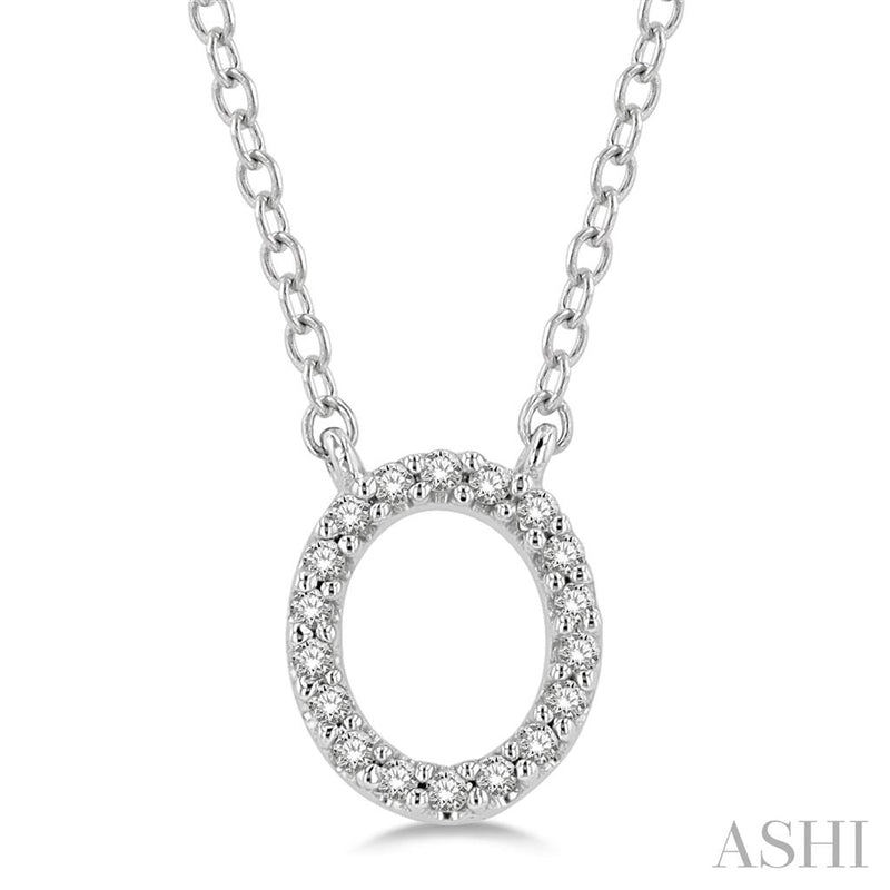 Davis Classics 14k White Gold Diamond Initial "O" Pendant Necklace