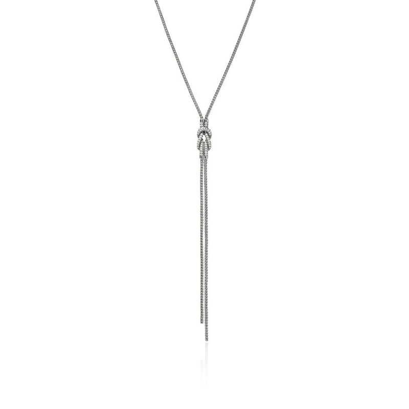 John Hardy Sterling Silver Love Knot Diamond Lariat Necklace