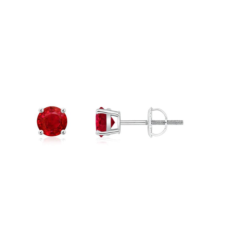 Davis Classics Rubies Solitaire Earrings in 14k White Gold