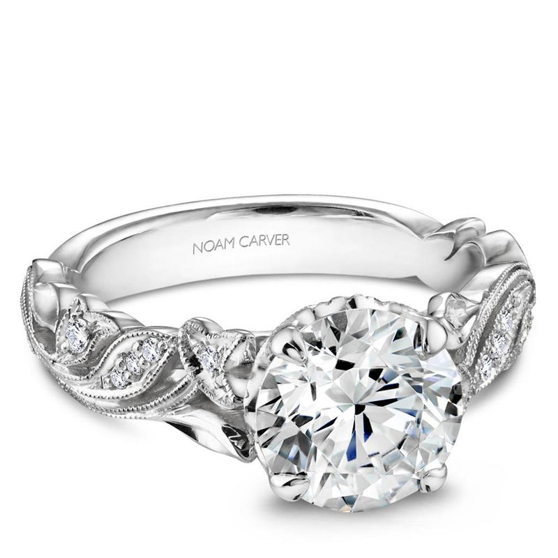 Noam Carver Floral Diamond Engagement Ring Setting in 14k White Gold