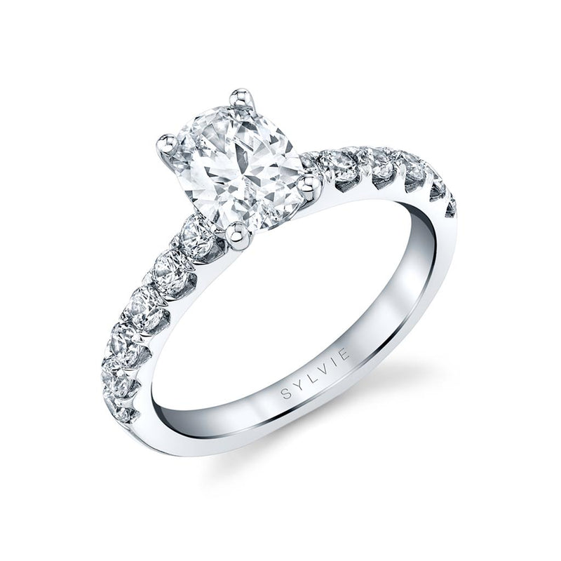 Sylvie Sidestone Diamond Engagement Ring Setting in 14k White Gold