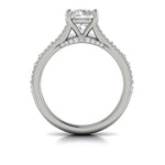 Vlora 14k White Gold Classic Collection Cathedral Triple Row Round Diamond Engagement Ring Setting