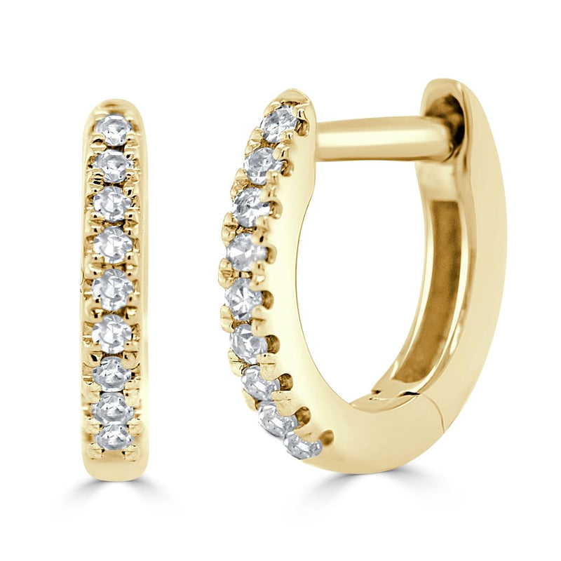 Davis Classics Diamond Huggie Hoop Earrings in 14k Yellow Gold