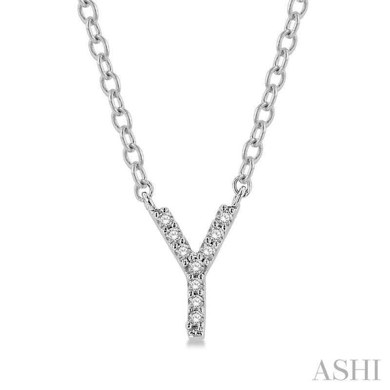 Davis Classics 14k White Gold Diamond Initial "Y" Pendant Necklace