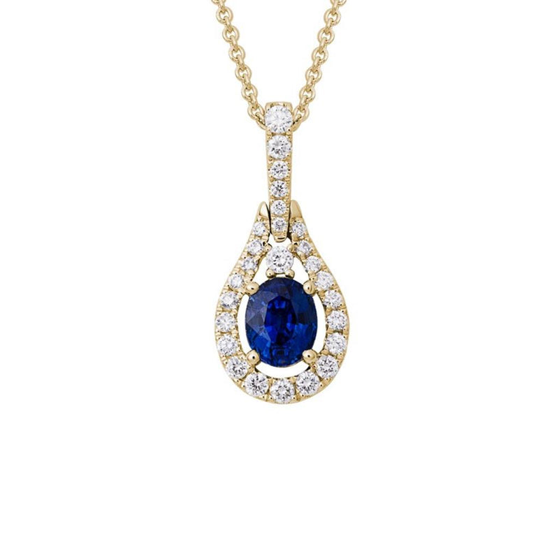 Davis Classics Sapphire and Diamonds Multi Stone Halo Pendant