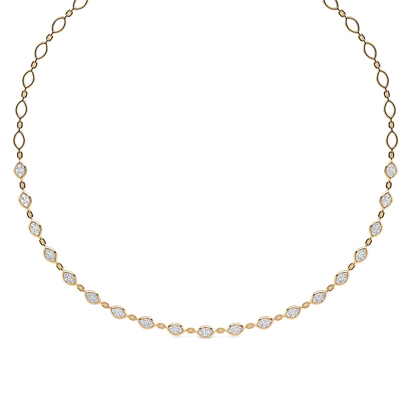 Davis Classics 14k Yellow Gold Endless Diamond Marquise Station Necklace