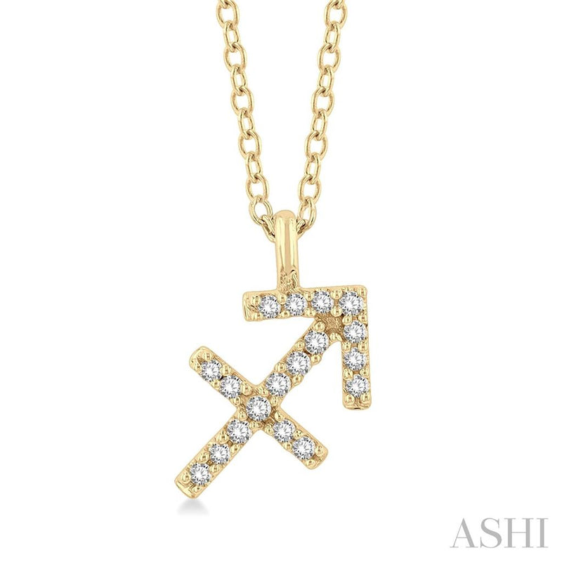 Davis Classics 14k Yellow Gold Diamond Sagittarius Zodiac Necklace