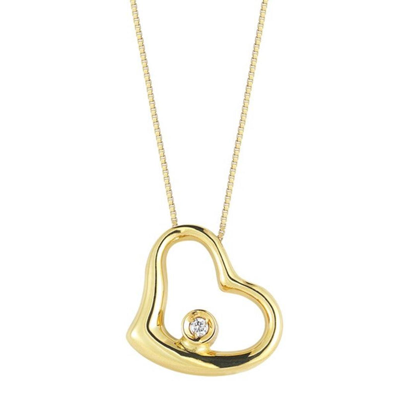 Roberto Coin 18k Yellow Gold Tiny Treasures Collection Medium Diamond Heart Necklace